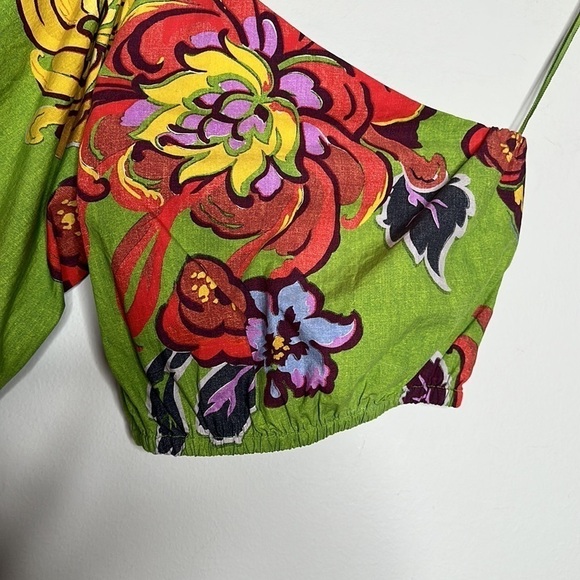 RHODE Kristie One Shoulder Puff Sleeve Top in Green Lanai Print. Size 0 NWT - Picture 6 of 8